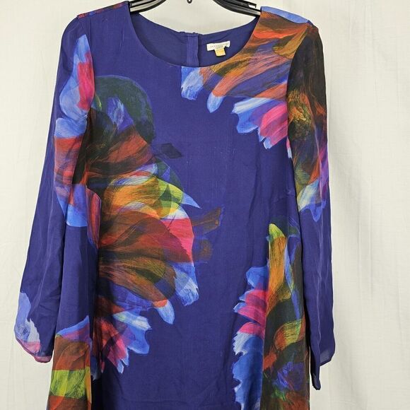 ANTHROPOLOGIE LEIFSDOTTIR WATERCOLOR DRESS Fanned Floral SIZE SMALL Flaw - Picture 4 of 8